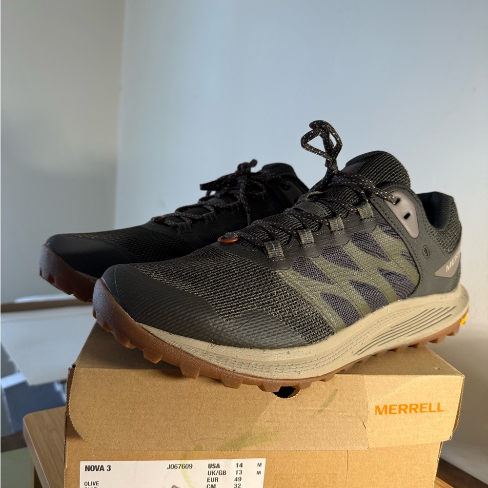 BRAND NEW Size 14- Merrell Nova 3 Men's Tactical Shoes Dark Olive MSRP $125